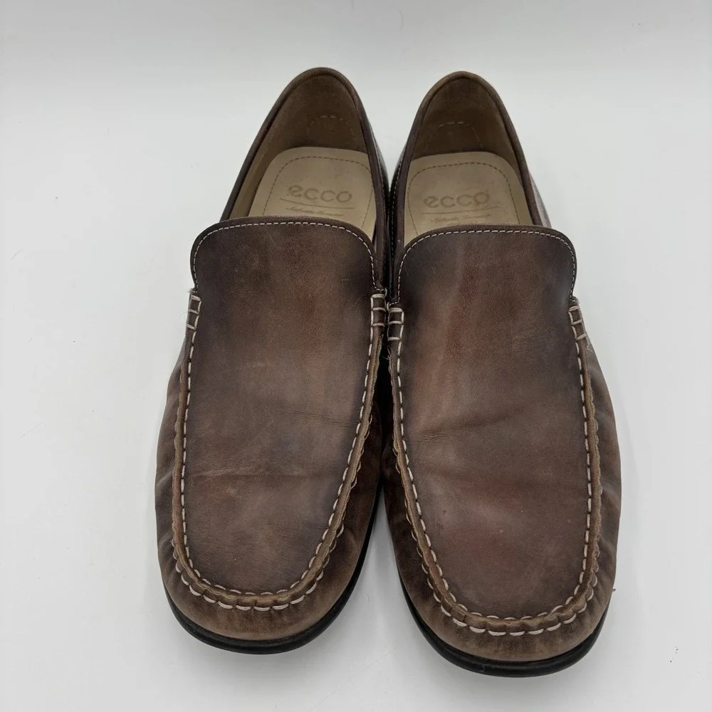 ECCO Coffee Brown Leather Classic Comfort Driving Loafer Mens EU‎ 46 US 12/12.5